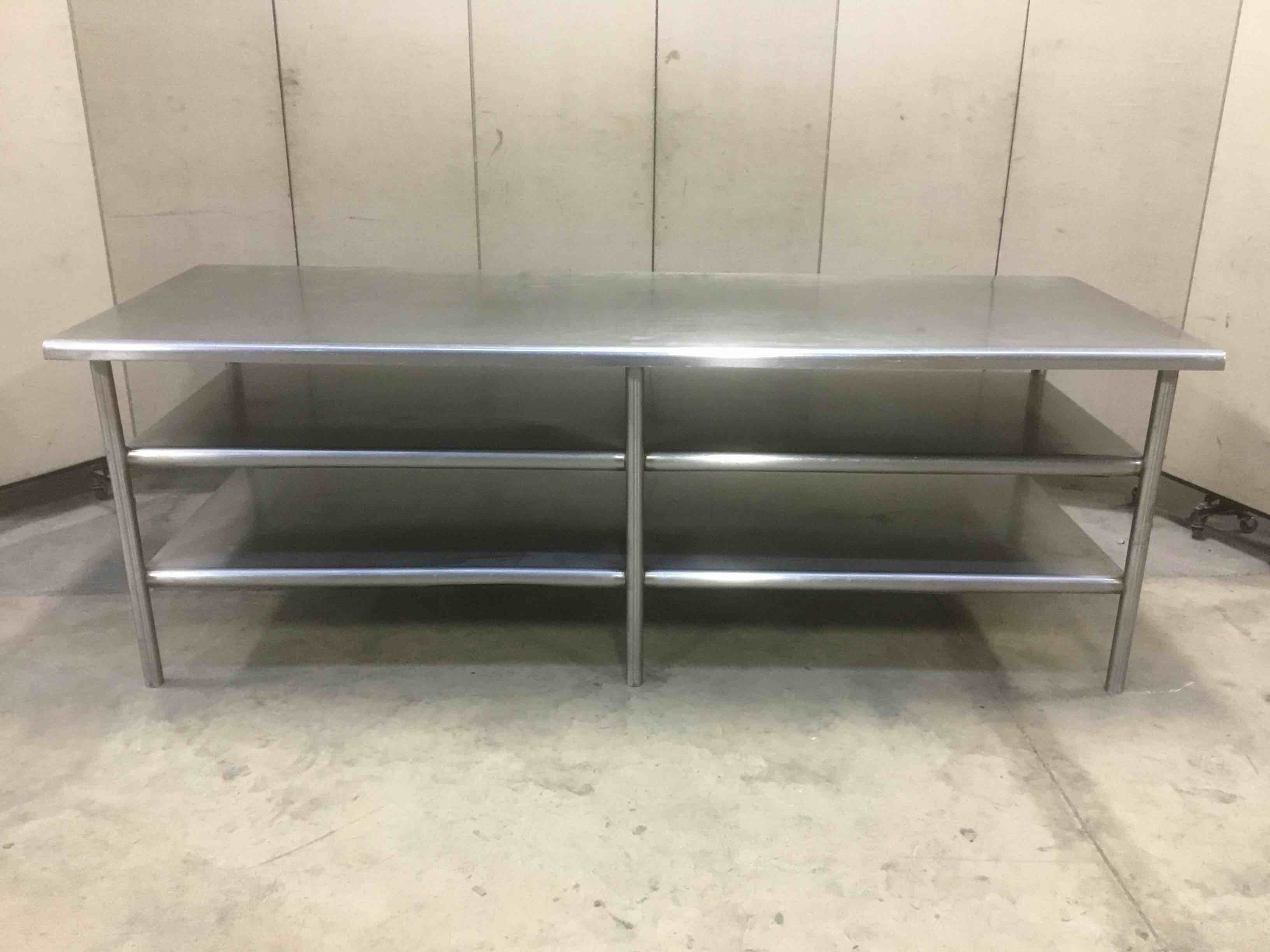 96 INCH STAINLESS STEEL TABLE WITH DUAL UNDERSHELVES 
