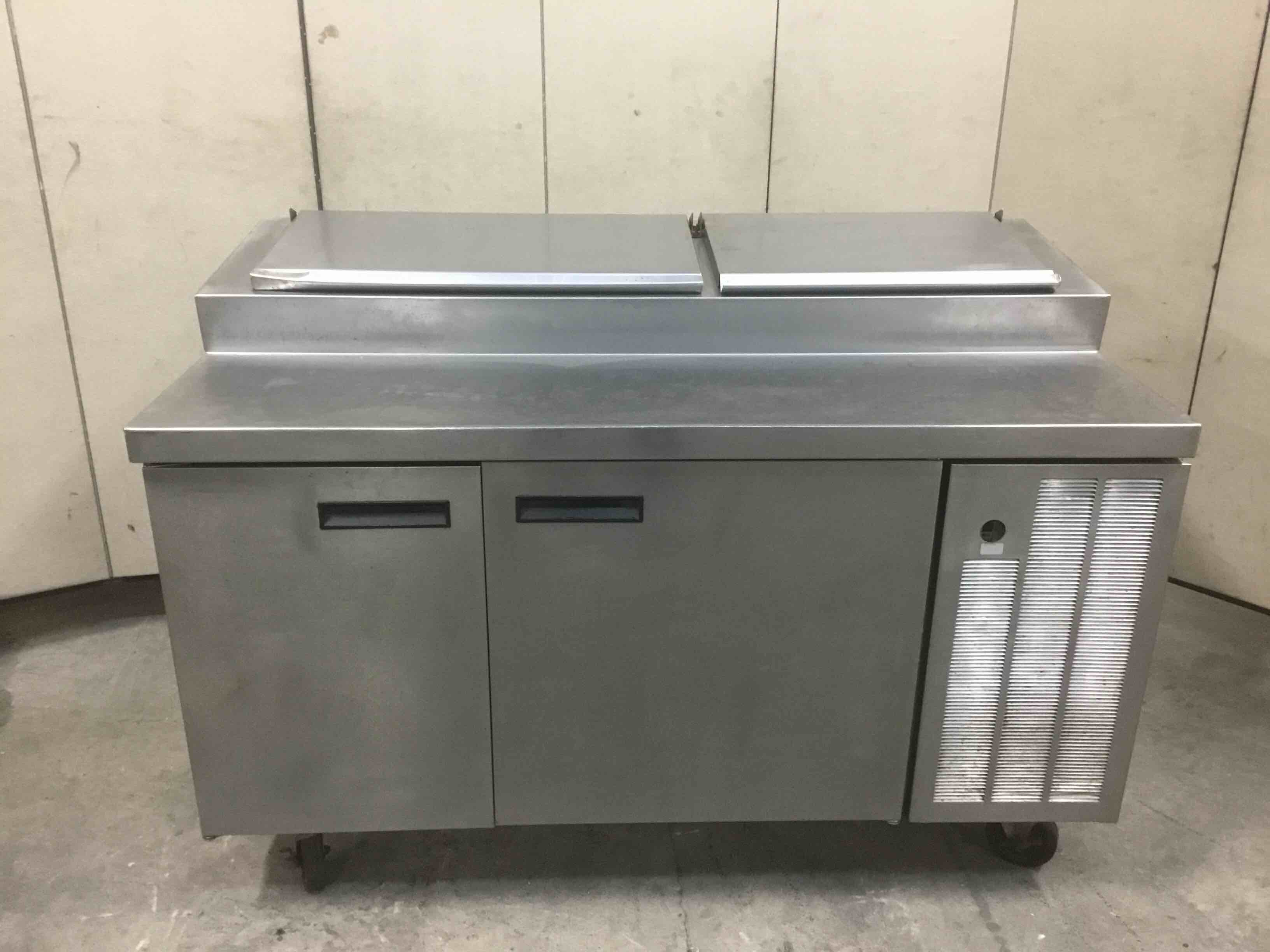 2013 DELFIELD 60 INCH STAINLESS STEEL REFRIGERATED PIZZA PREP TABLE