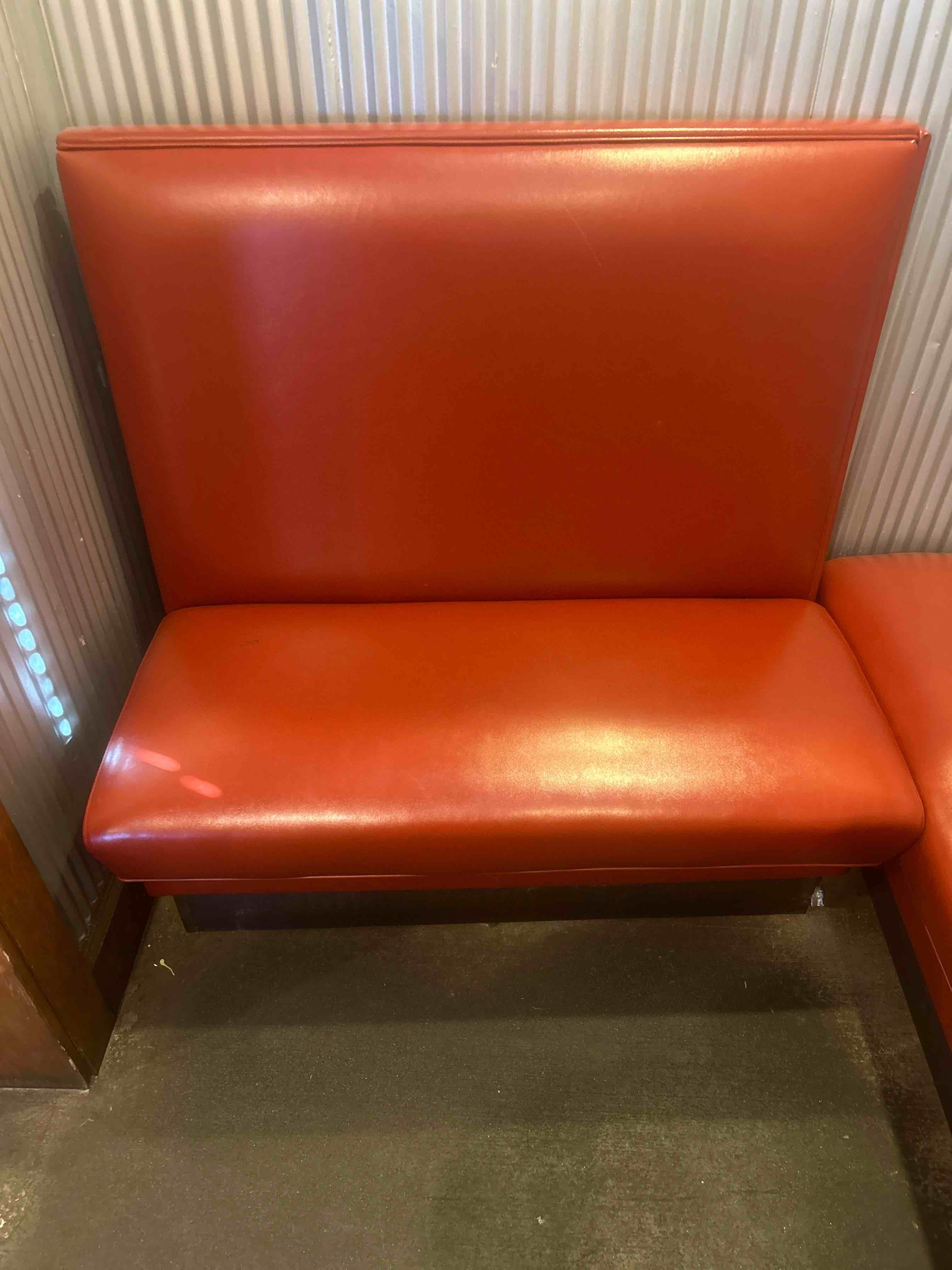 RED VINYL CUSHIONED BOOTH