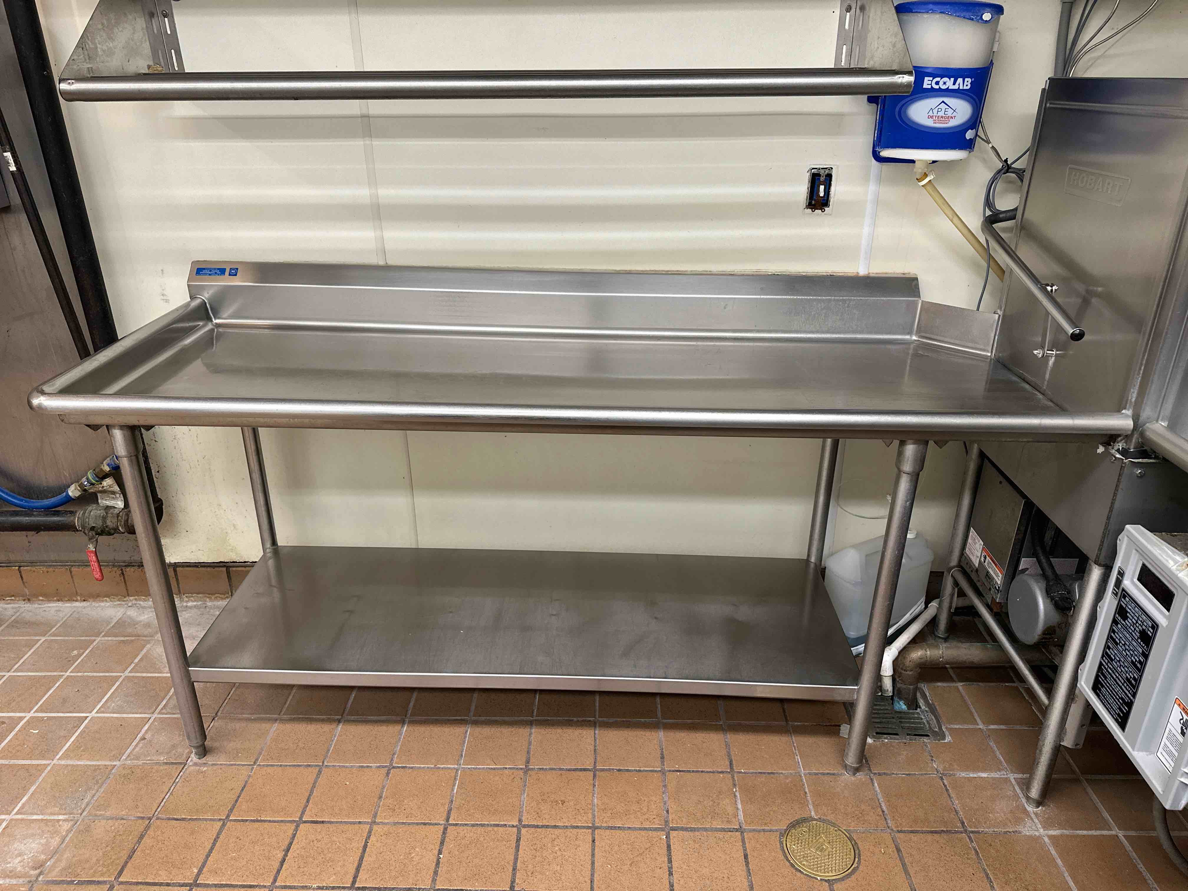 ALL STAINLESS STEEL LEFT SIDE CLEAN DISH TABLE WITH UNDER SHELF