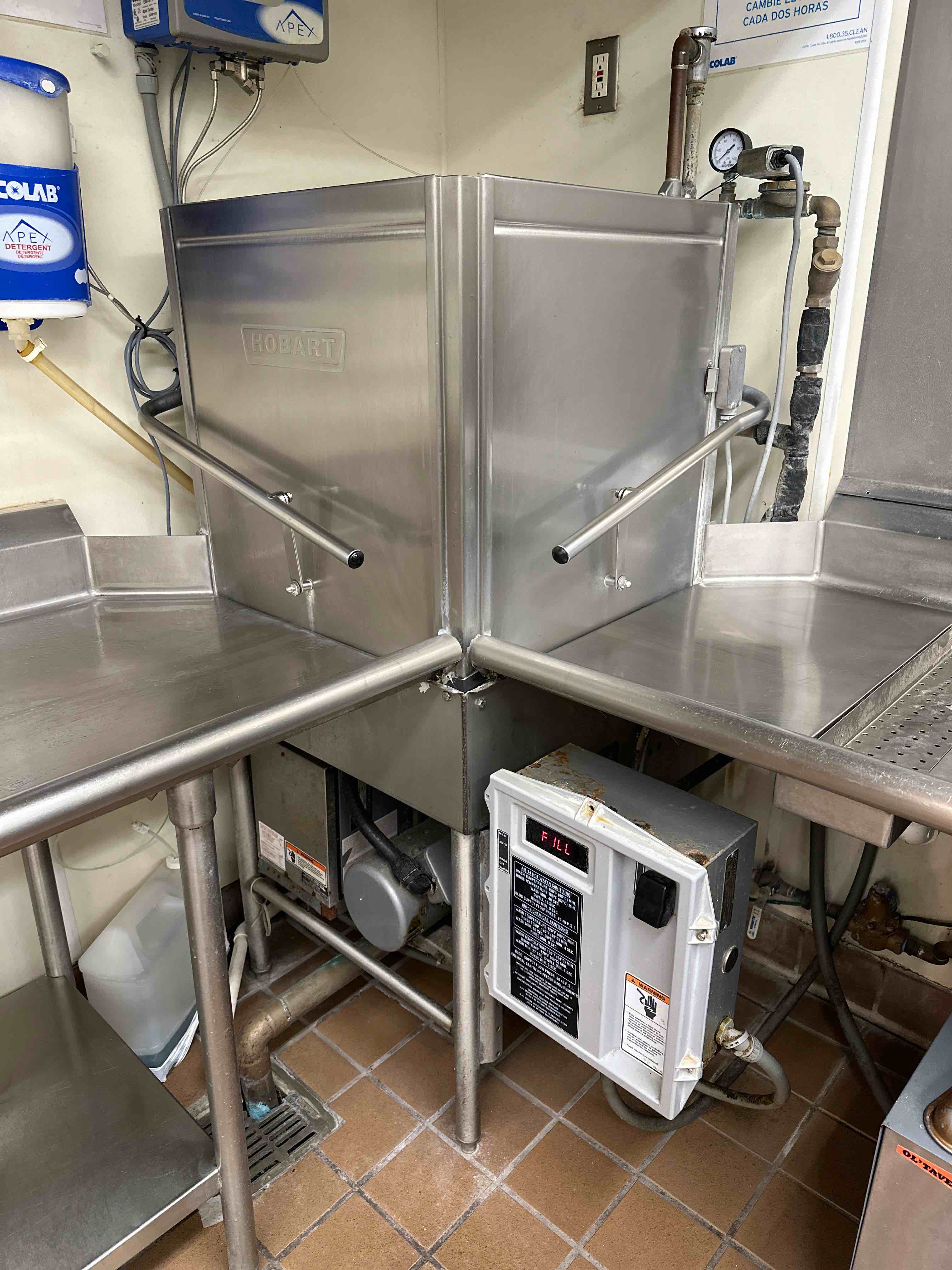 HOBART STAINLESS STEEL CORNER DISH MACHINE