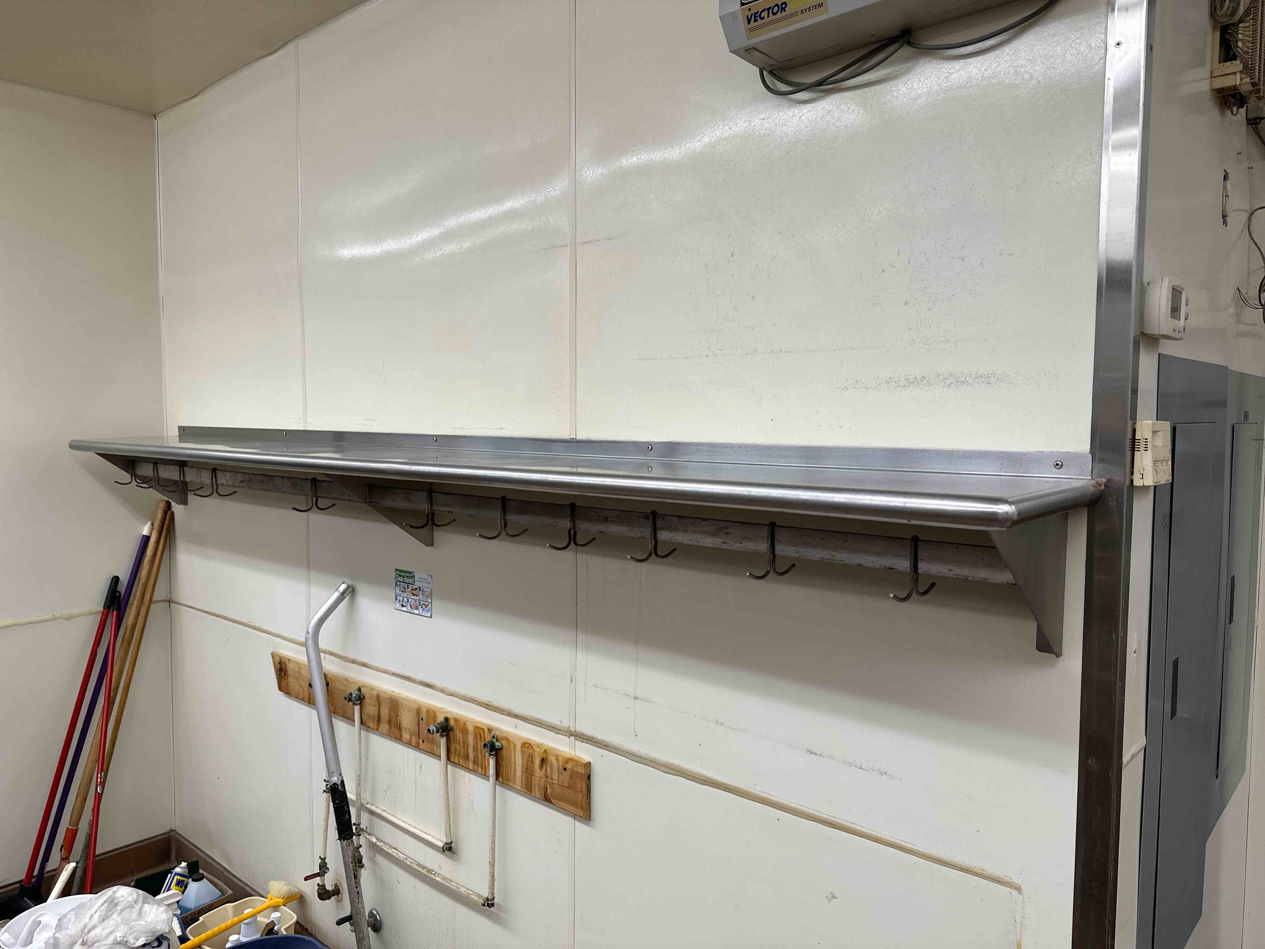 STAINLESS STEEL WALL SHELF WITH POT RACK