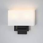 Celina 13 in. 2-Light Black Wall Sconce Light With White Fabric Shade