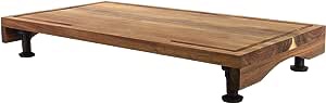 Prosumer's Choice Dual-Purpose Acacia Wood Stovetop Cover Workspace and Countertop Cutting Board with Adjustable Legs