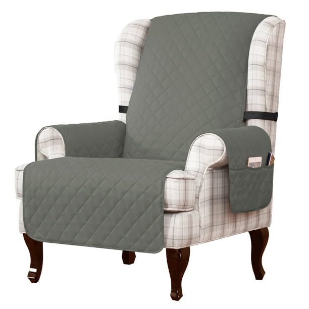Subrtex Reversible Wing Chair Cover Wingback Armchair Slipcovers,Light Gray