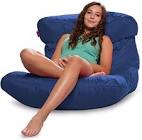 Posh Creations Laguna Lounger Teens, Kids and Adults for Bedrooms and Dorm Rooms, Large Bean Bag Chair, Soft Nylon-Charcoal blue