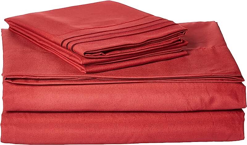 Elegant Comfort 4 Piece Sheet Set Full Burgundy 