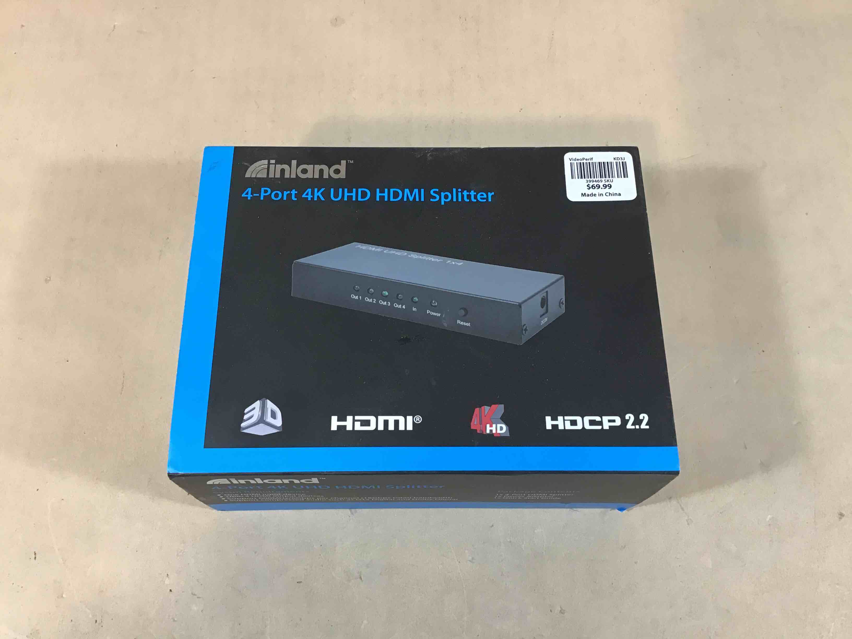 Inland 4-Port 4K UHD HDMI Splitter 
