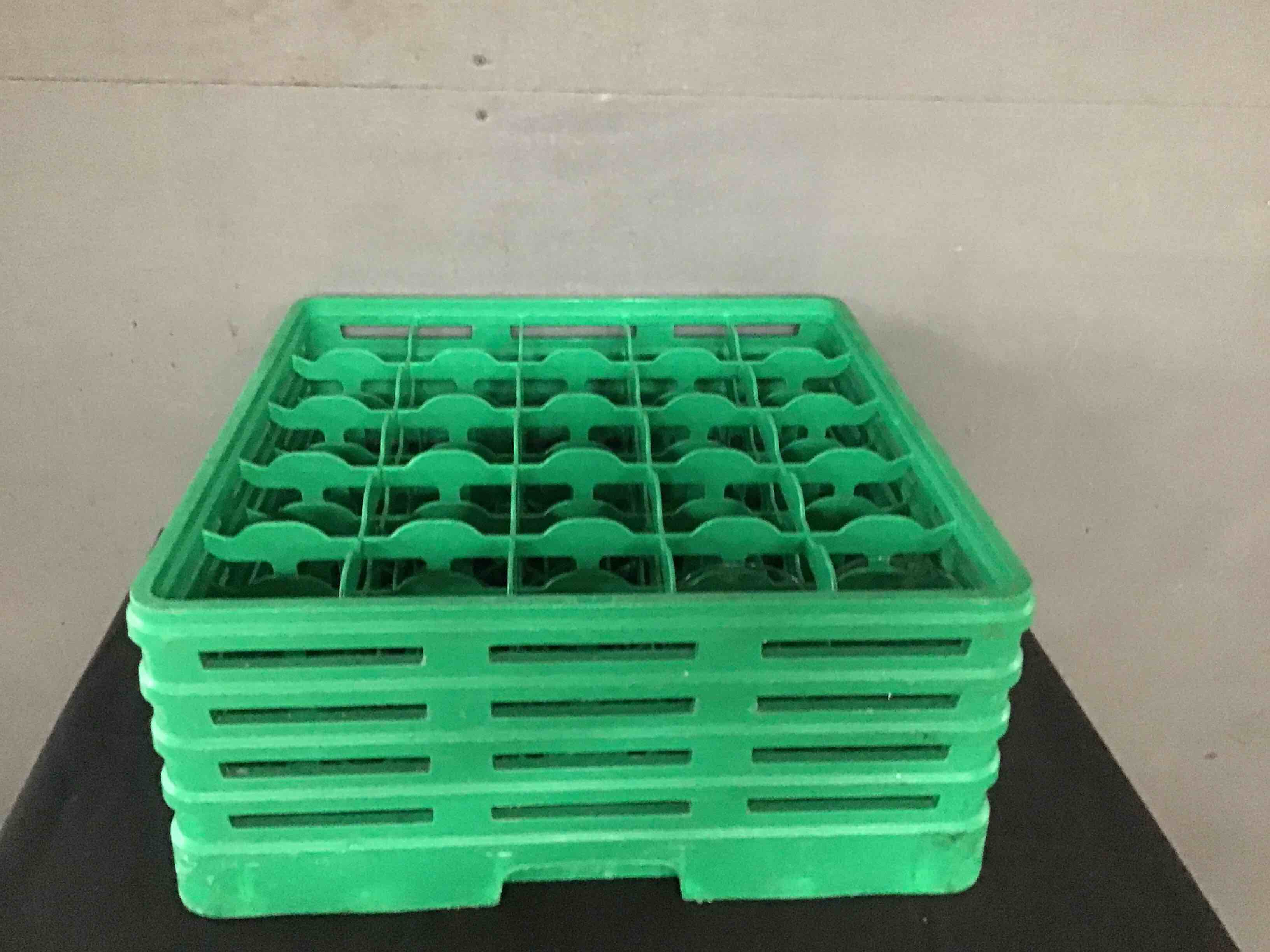 Full-Size 25-Compartment Glass Rack with Glasses