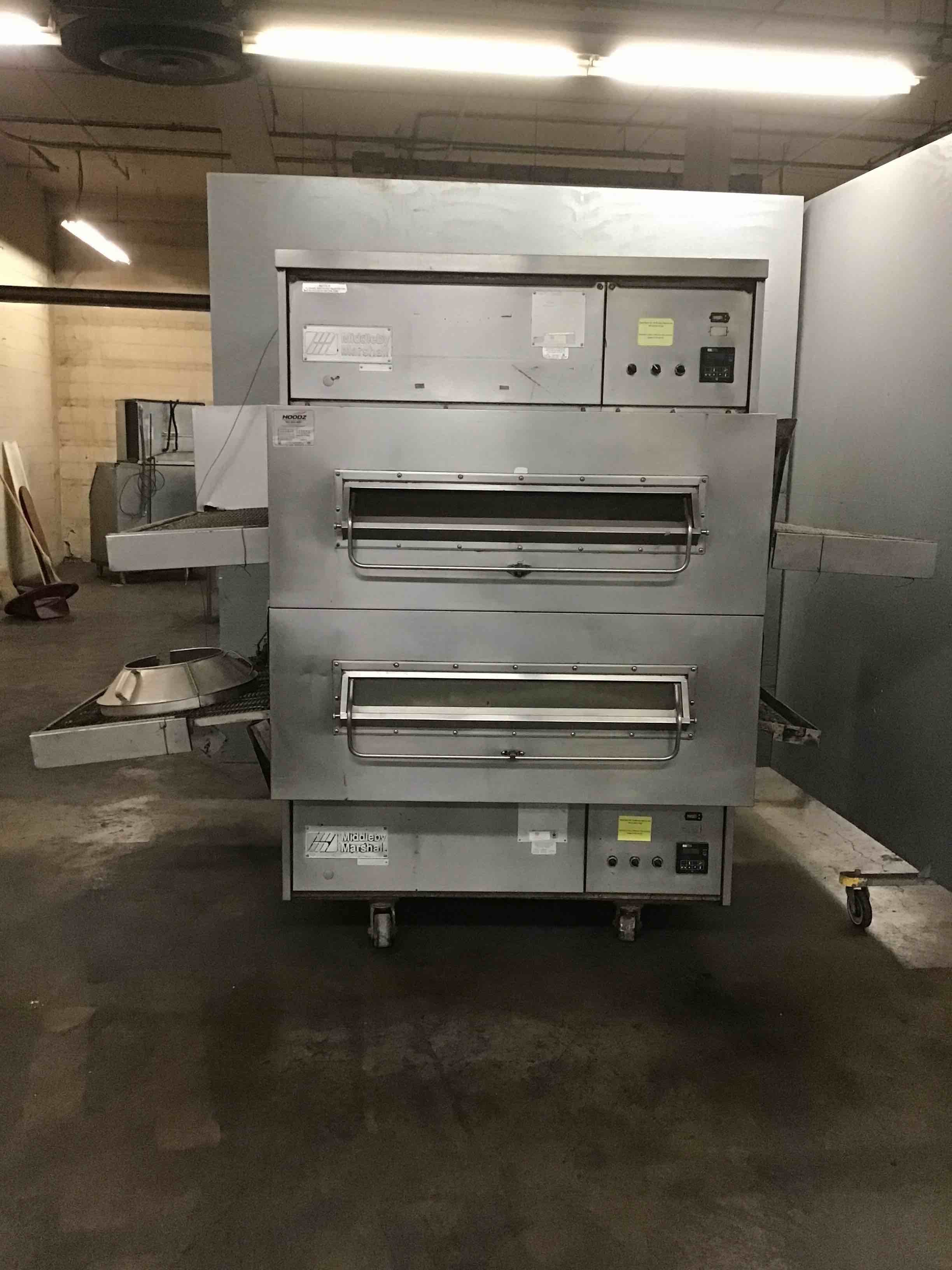 Middleby Marshall Stainless Steel Double Stack Natural Gas Pizza Conveyor Oven On Casters 