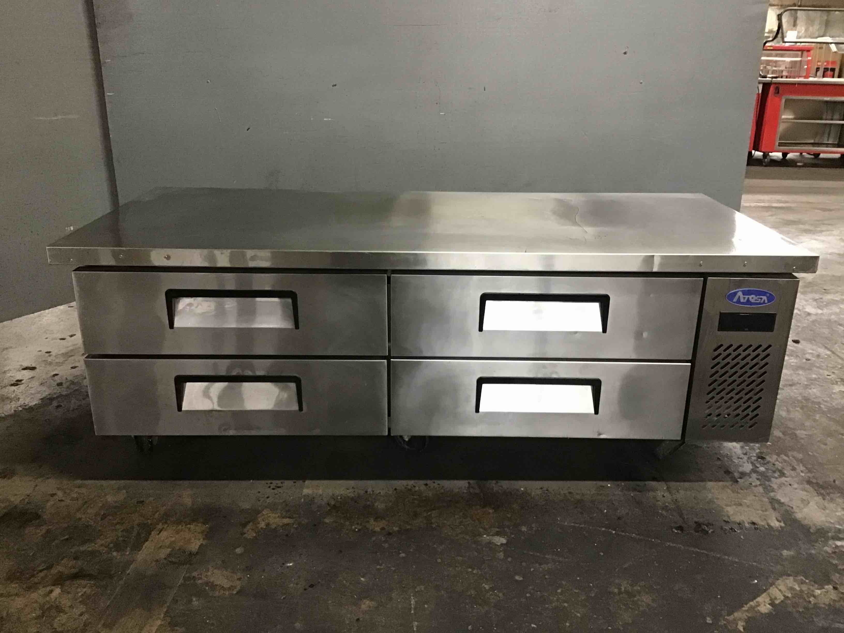 2021 Atosa Stainless Steel 72 Inch 4 Drawer Refrigerated Chef Base On Casters
