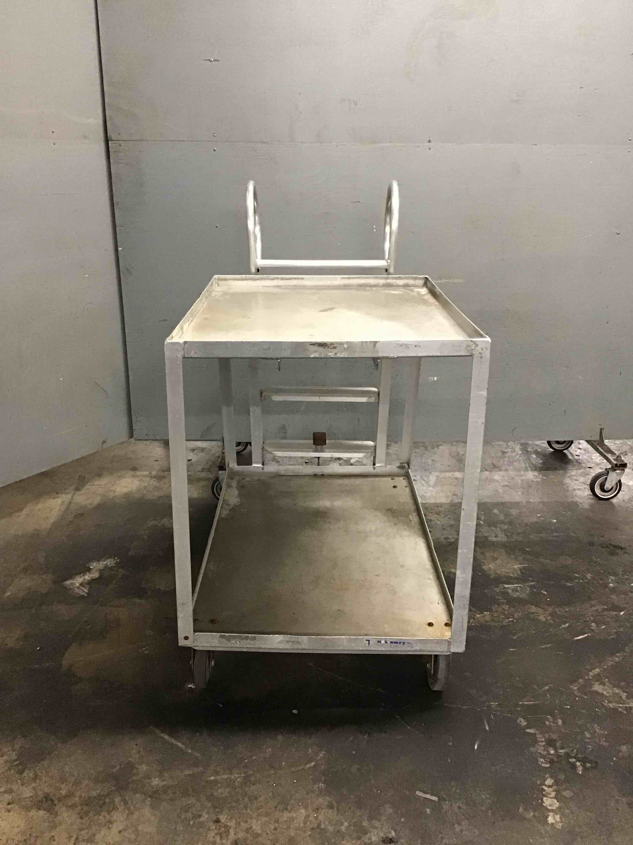Aluminum Dual Level Storage Cart With Step Ladder On Casters
