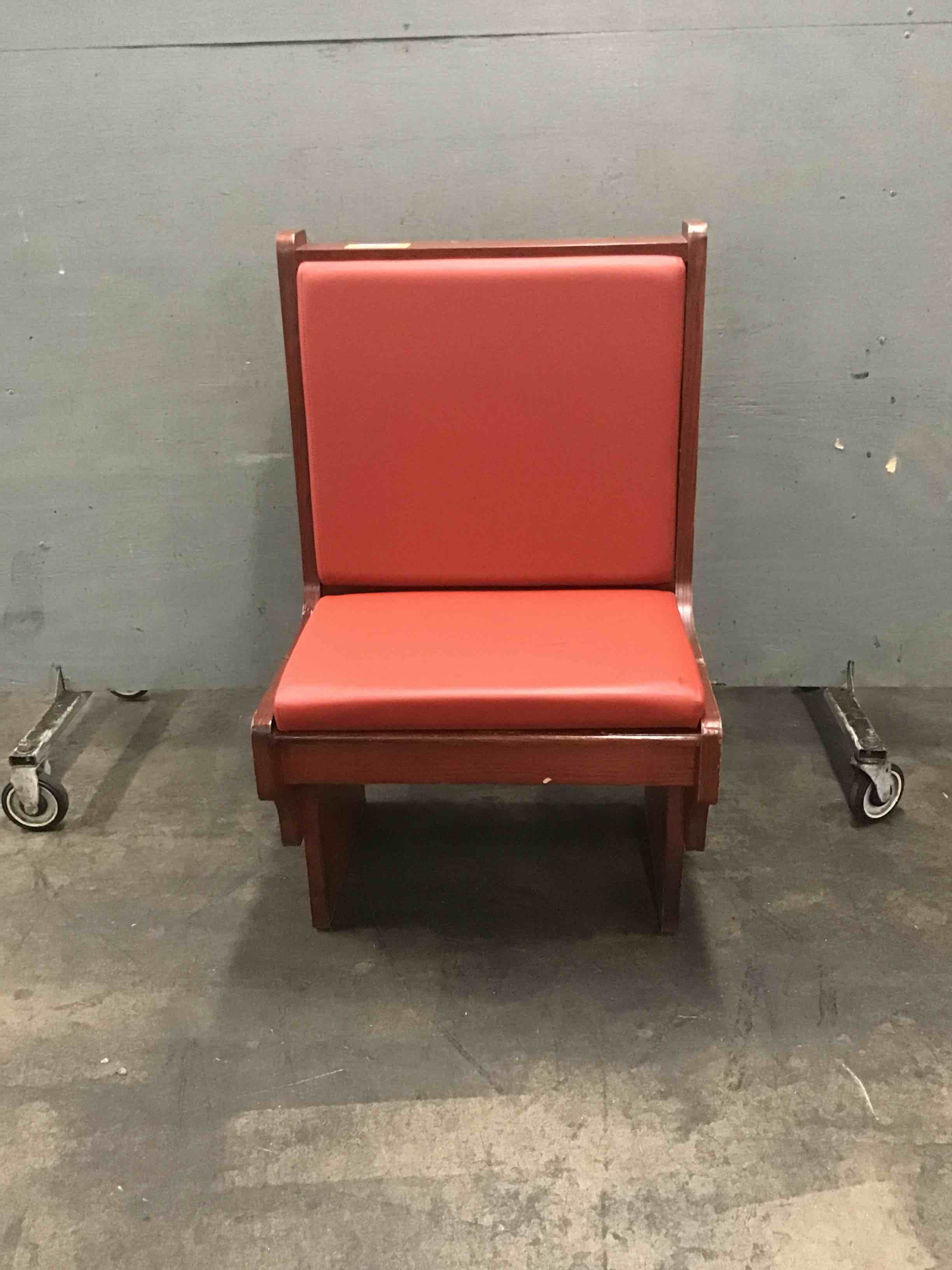 27 INCH SINGLE SIDED WOOD BOOTHS WITH PADDED RED VINYL SEAT AND BACK 