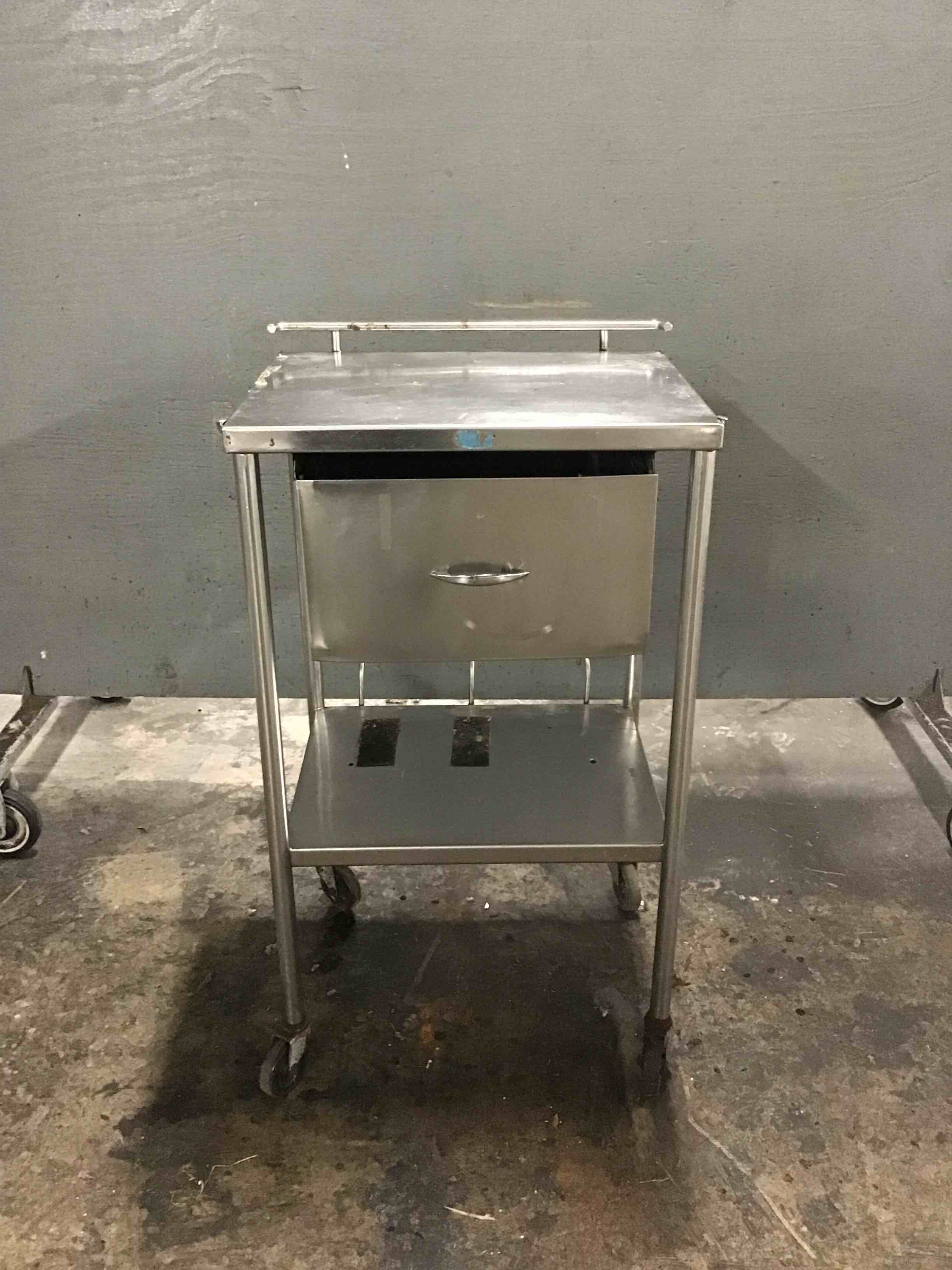 Stainless Steel Table With Under Shelf & Drawer On Casters