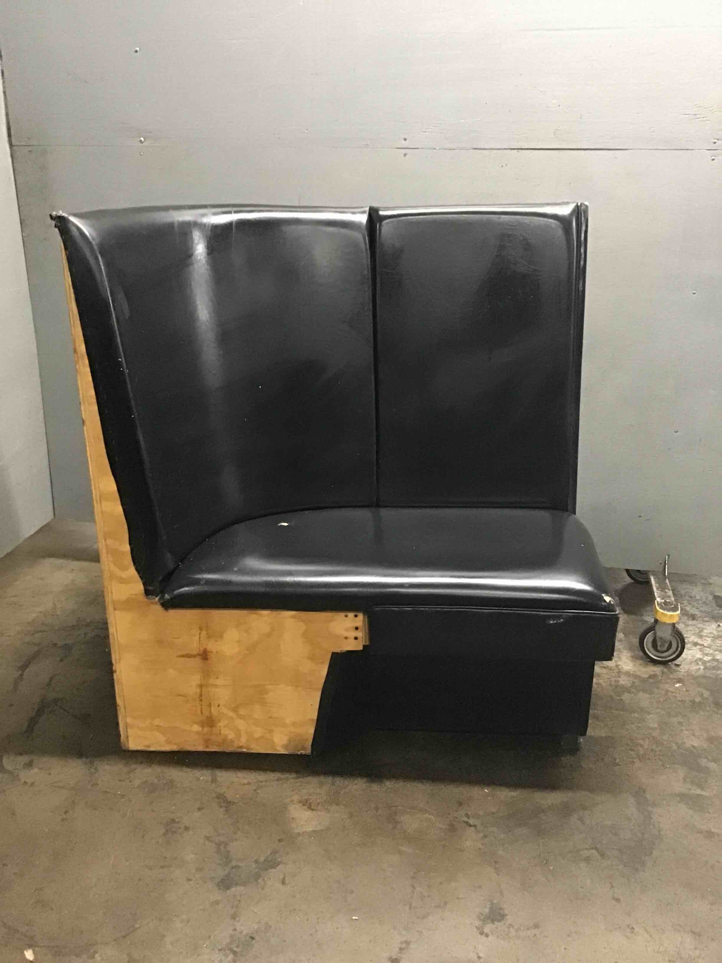 34.38 Inch Wood Booth With Black Vinyl Cushioned Seating And Back Support 