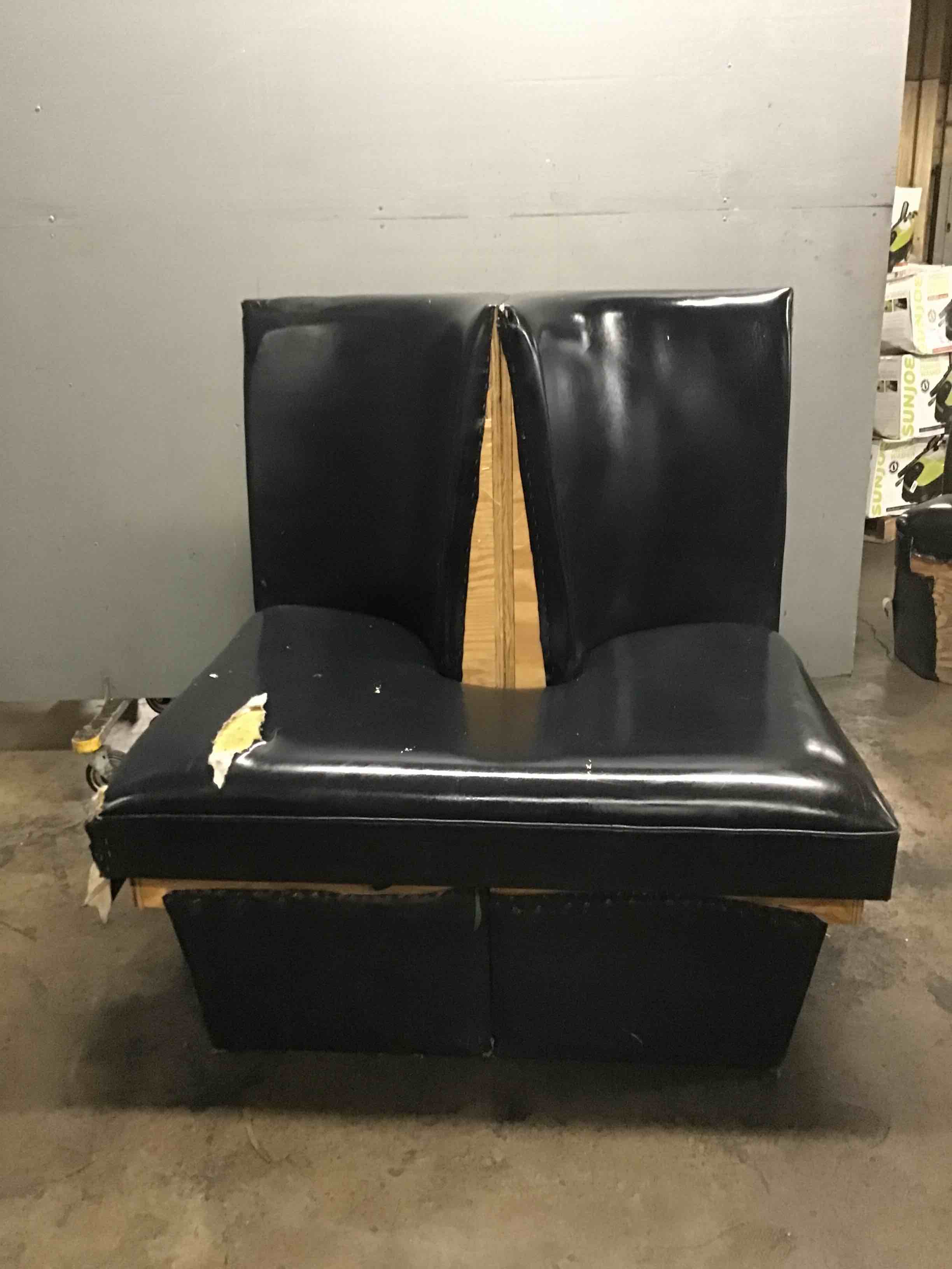 48.58 Inch Wood Booth With Black Vinyl Cushioned Seating And Back Support 