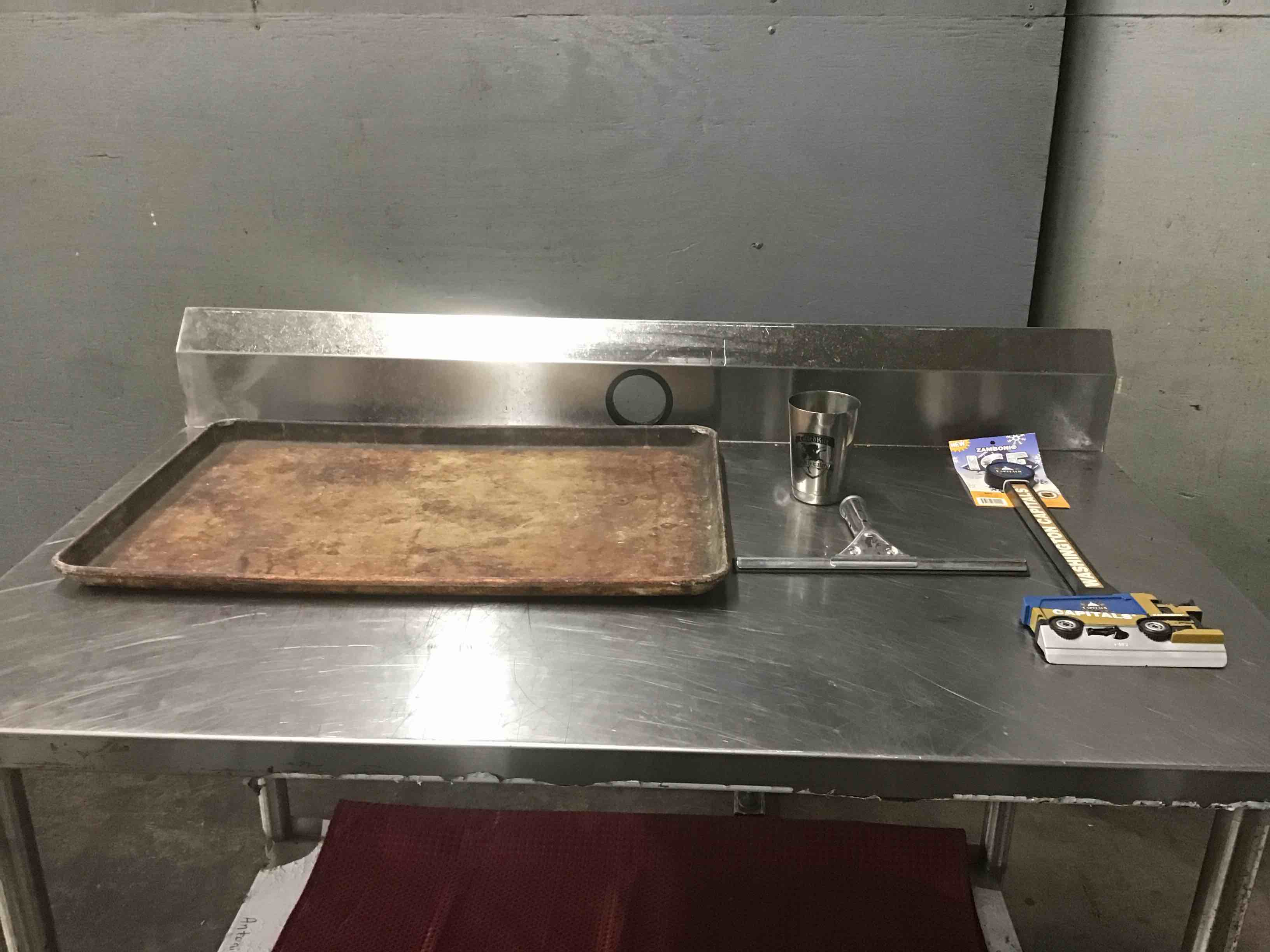 Full Size Aluminium Sheet Pan, 11.75 Inch Squeegee, Stainless Steel Mixing Cup, and Zamboni Ice Scraper