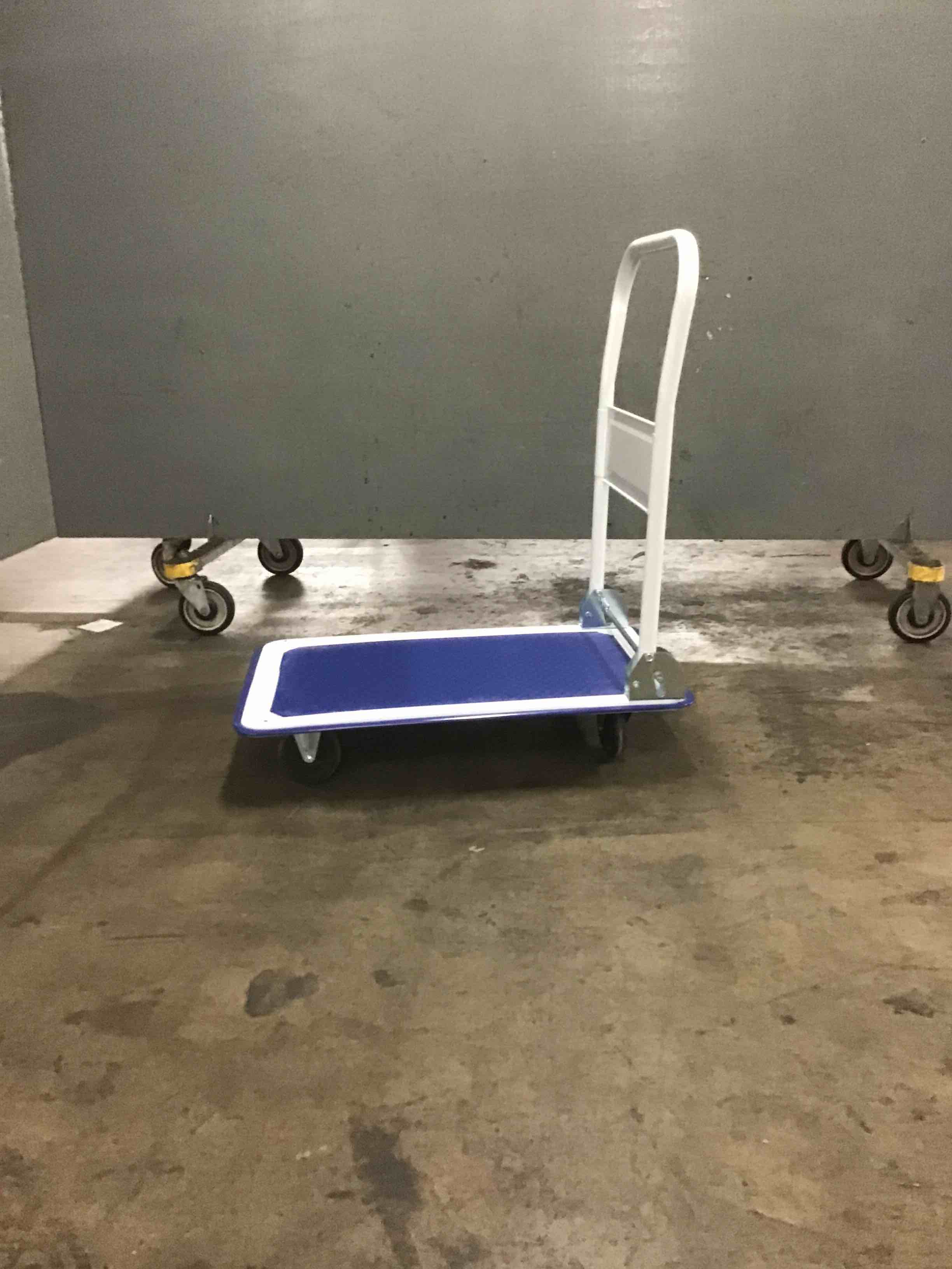 Mind Reader Foldable Push Cart Pallet Roller Dolly with Front Swivel Wheels 