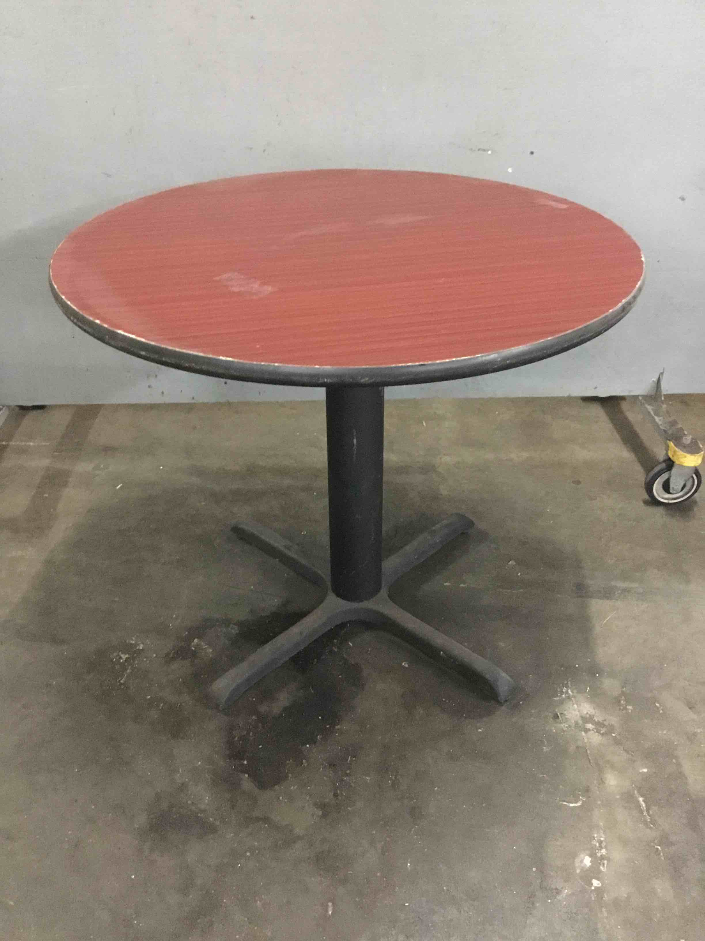 36-Inch Round Wood Grain Formica Top Standard Height Table 