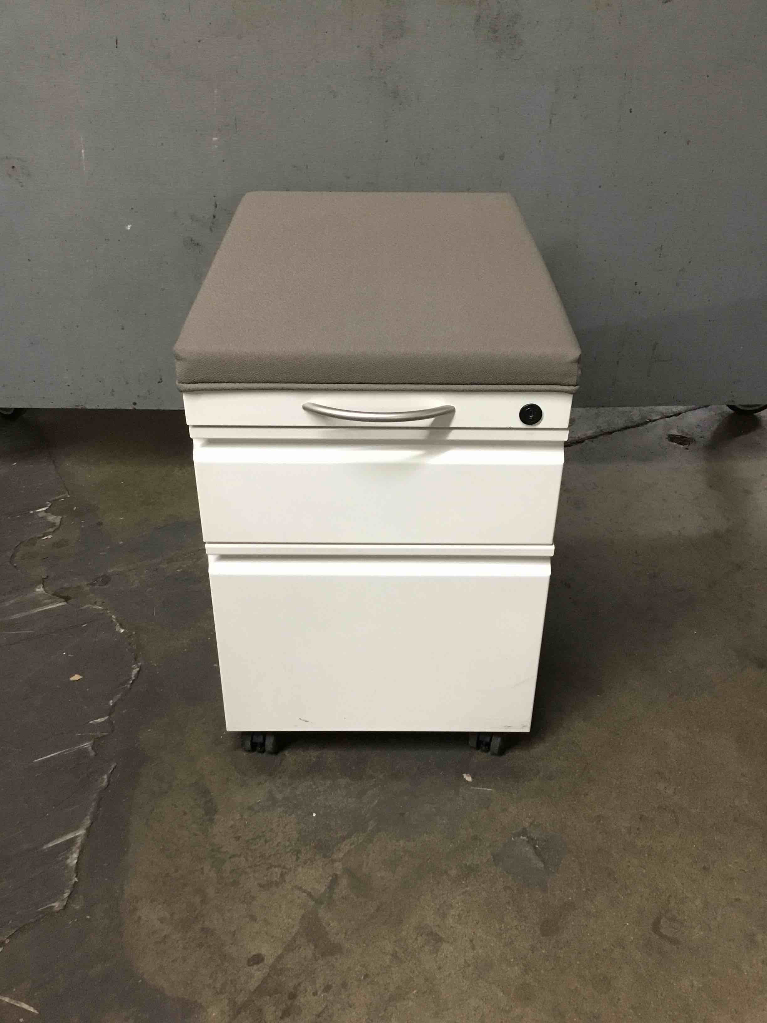 Great Openings 2-Drawer Mobile Metal Storage Cabinet With Cushion Top