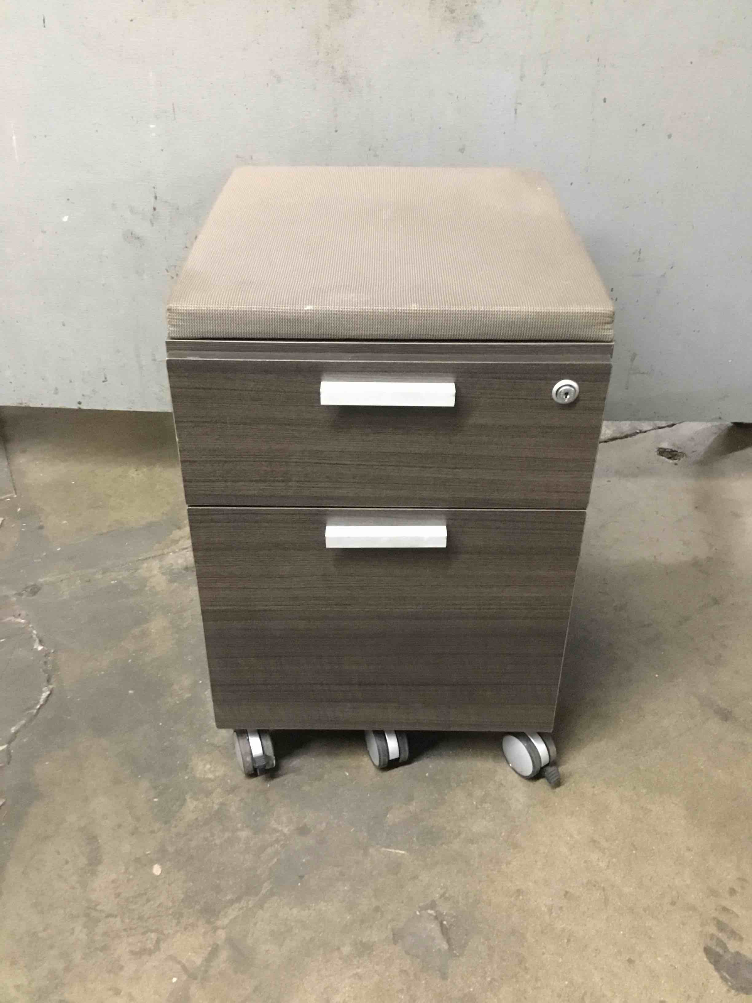 Three H Furniture 2-Drawer Mobile Wood Storage Cabinet With Cushion Top