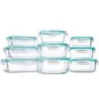 Bayco Glass Storage Containers with Lids, 9 Sets Glass Meal Prep Containers Airtight, Glass Food Storage Containers, Glass Containers for Food Storage with Lids - BPA-Free & Leak Proof(Blue)