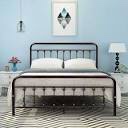 DUMEE Queen Bed Frame with Headboard and Footboard Metal Platform Bed Frame Queen Size Under Bed Storage No Box Spring Needed, Antique Brown