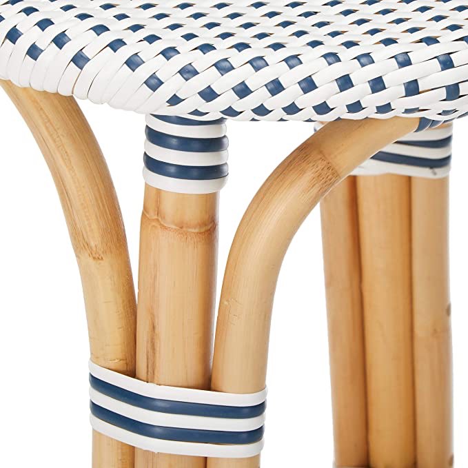 KOUBOO Bistro Backless Counter Stool White & Navy