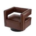 Ferrero Brown Swivel Barrel Chair with Nailhead Trim