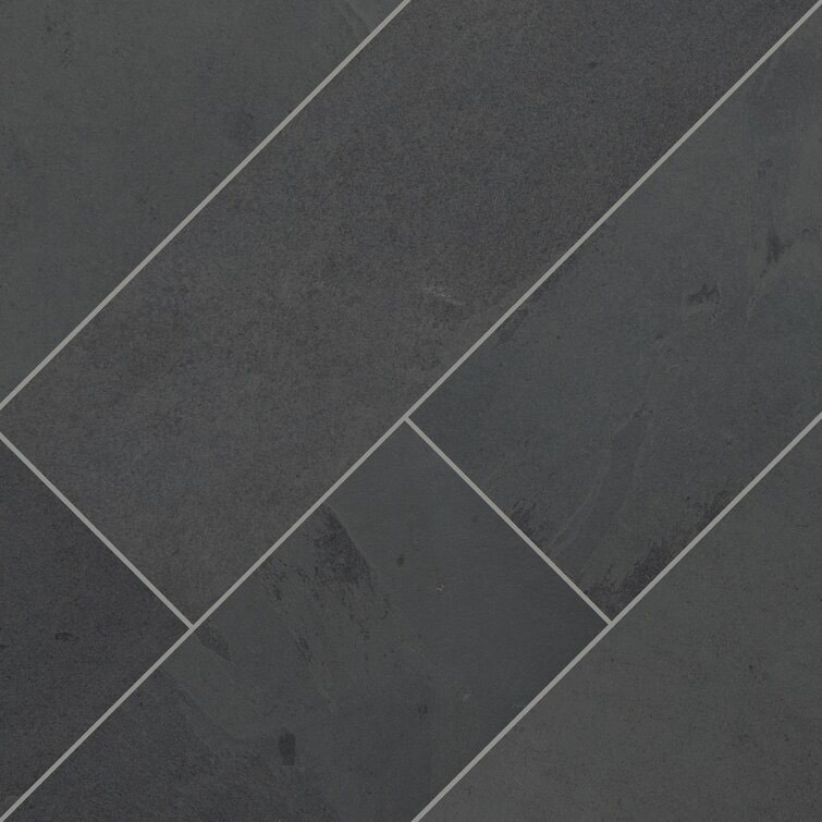 Montauk Black 6" x 24" Gauged Slate Floor and Wall Tile (9.9 Sq Ft per case)