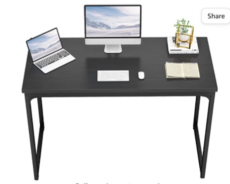 Foxemart Computer Desk 55” Modern Sturdy Office Desk PC Laptop Notebook Study Writing Table for Home Office Workstation, Black