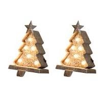 Glitzhome® 8" Marquee LED Wooden & Metal Christmas Tree Stocking Holder Set