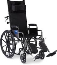 Medline Reclining Wheelchair, 18", with Elevating Leg Rests, Durable Vinyl, 300 lb. Weight Limit, Reclines 90 to 140 Degrees