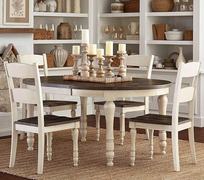 Madison County Ladderback Dining Chair, White Finish, 2pc