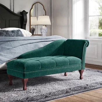 Catalano Tufted Storage Chaise, Emerald Green (Incomplete-Box 1/2 only)