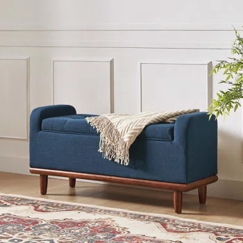 Luker Upholstered Flip Top Storage Bench, Navy