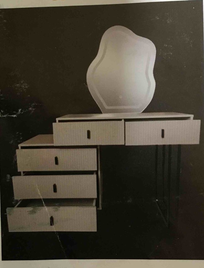 (missing mirror) Large Vanity Desk with Drawers,Makeup Vanity Set with Movable 3-Drawer Chest,Modern Makeup Vanity Dressing Table(White)