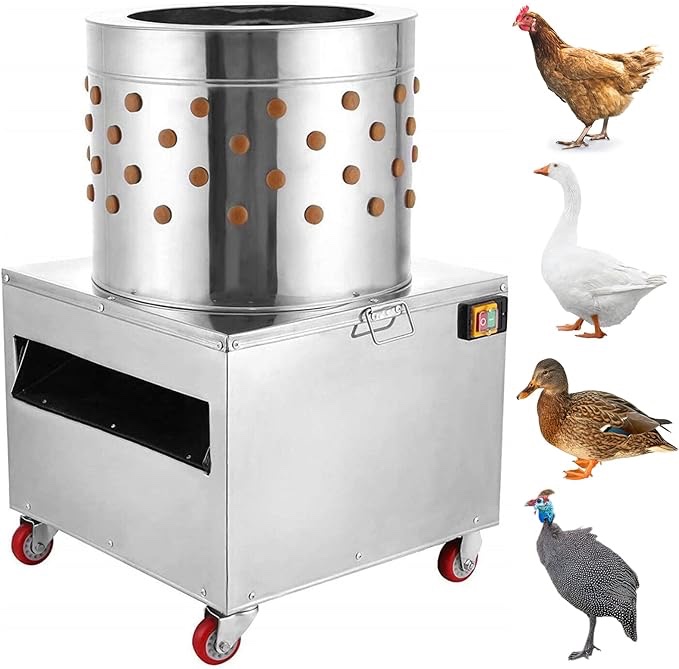 Eachbid 23.5Inch 2HP Chicken Poultry Plucker with Wheels, 2200W 240R/min Turkey Chicken Poultry Plucking Machine, 23.5" Barrel Diameter Turkey De-Feather Remover Poultry Plucking Machine
