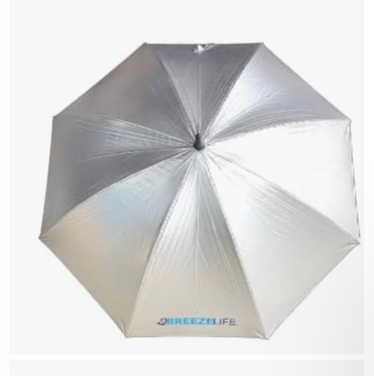 Breeze Life Sun Umbrella with Fan and Mister, Rechargeable UPF 50+ Sunblock Misting UV Umbrella. Perfect UV Sun Protectin for Sports, Golf, Festivals and More. Mister Breeze Gen2