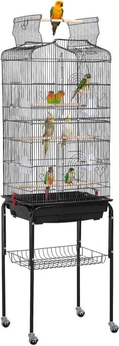 Yaheetech 64-inch Play Open Top Medium Small Bird Cage with Detachable Rolling Stand for Parrot Lovebirds Finches Canaries Parakeets Cockatiels Budgie Parrotlet Conures