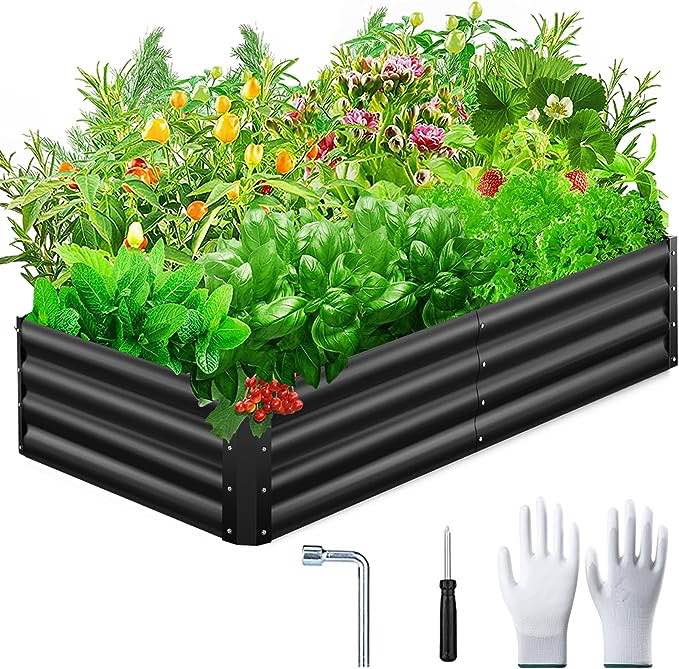 Sonfily Metal Reised Garden Bed size 8x2x1FT QTY1pc