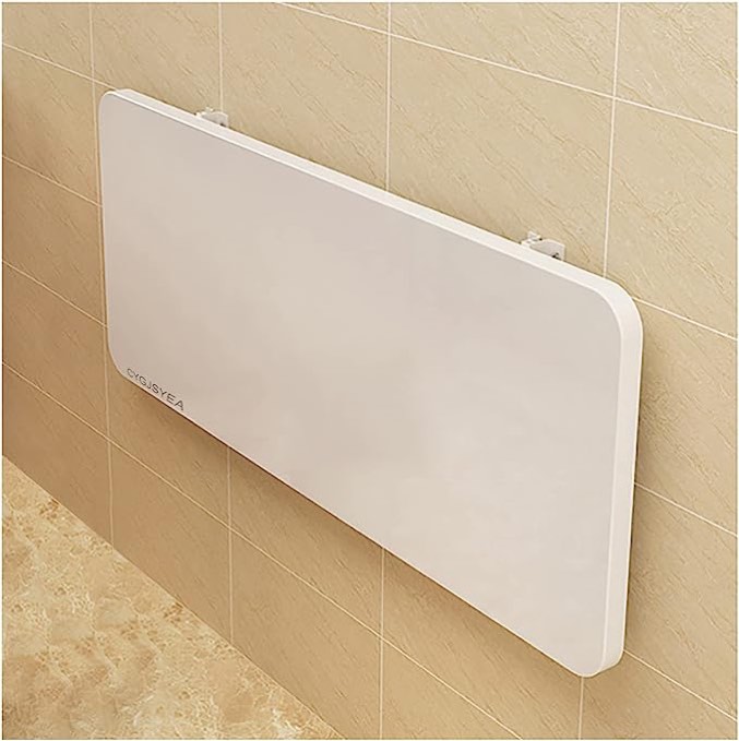 CYGJSYEA Laundry Folding Table, Wood Wall Mounted Table, Bracket Heavy Duty, Stable Sturdy Wall Table for Kitchen Laundry Room Restaurant, White