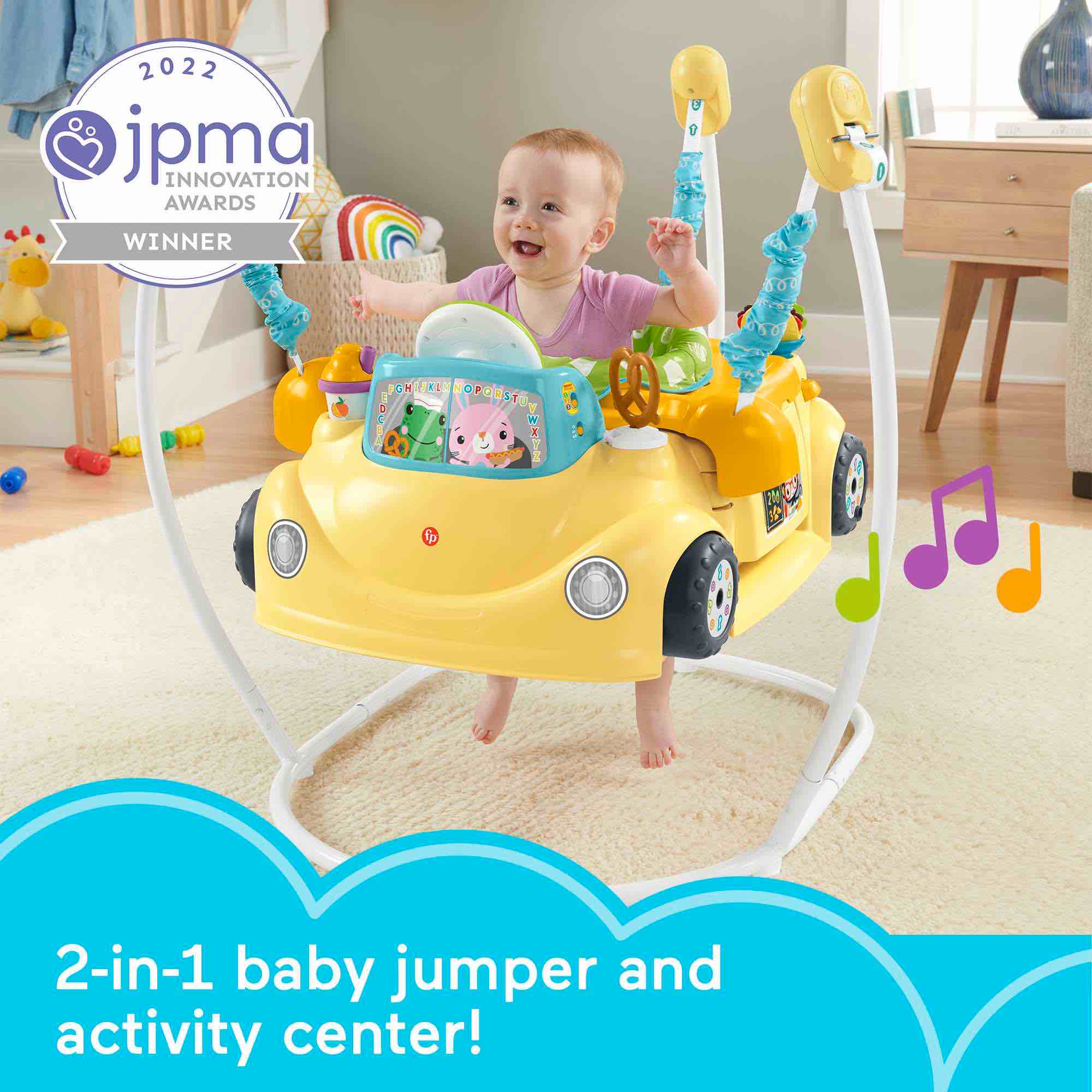 Fisher-Price 2-In-1 Servin’ Up Fun Jumperoo Baby Activity Center With Music Lights & Smart Stages