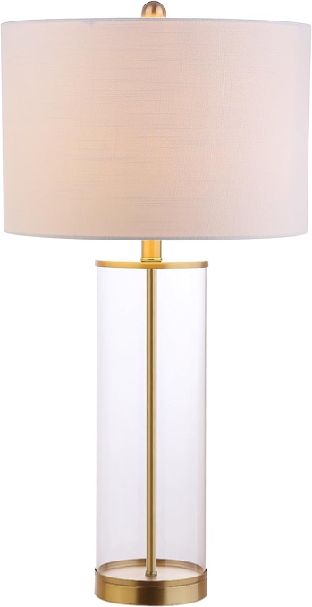 JONATHAN Y JYL2005A Collins 29" Glass LED Table Lamp Modern Contemporary Glam Bedside Desk Nightstand Lamp for Bedroom Living Room Office College Bookcase LED Bulb Included, Clear/Brass Gold