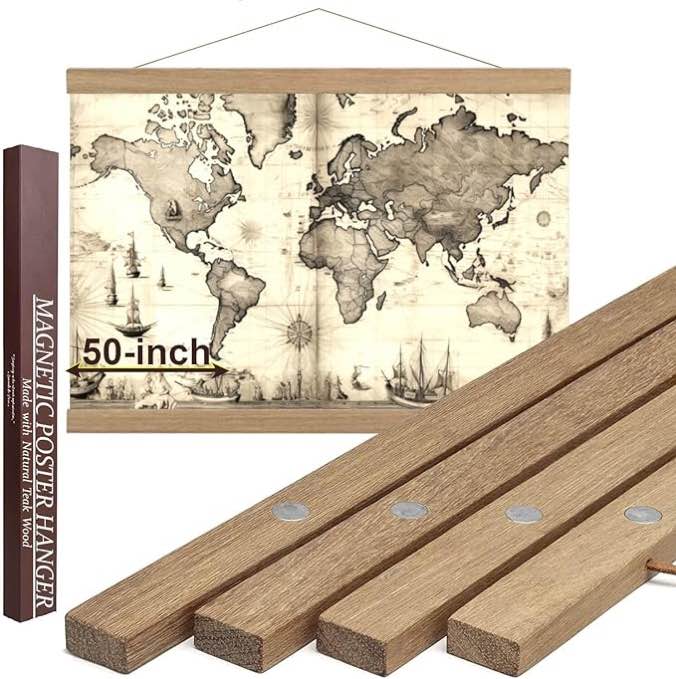 Mgnetic poster Hanger made with natural teak wood
