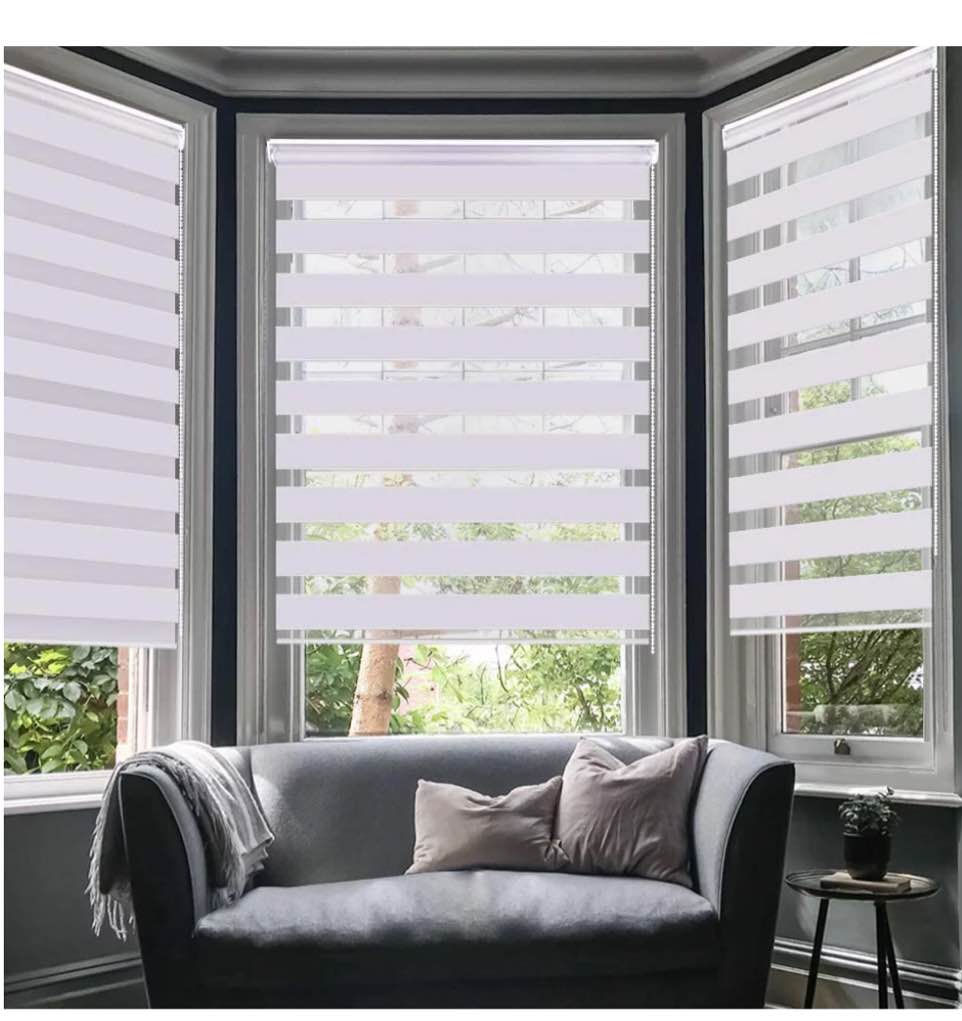 LUCKUP Corded Light Filtering Horizontal Window Shade Zebra Blinds 37.4" x 59"