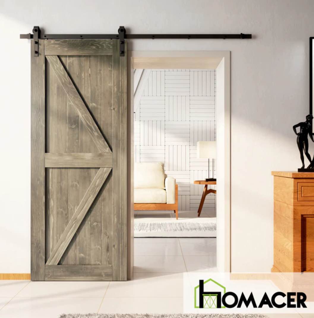 homeacer color pine wood barn door , frame