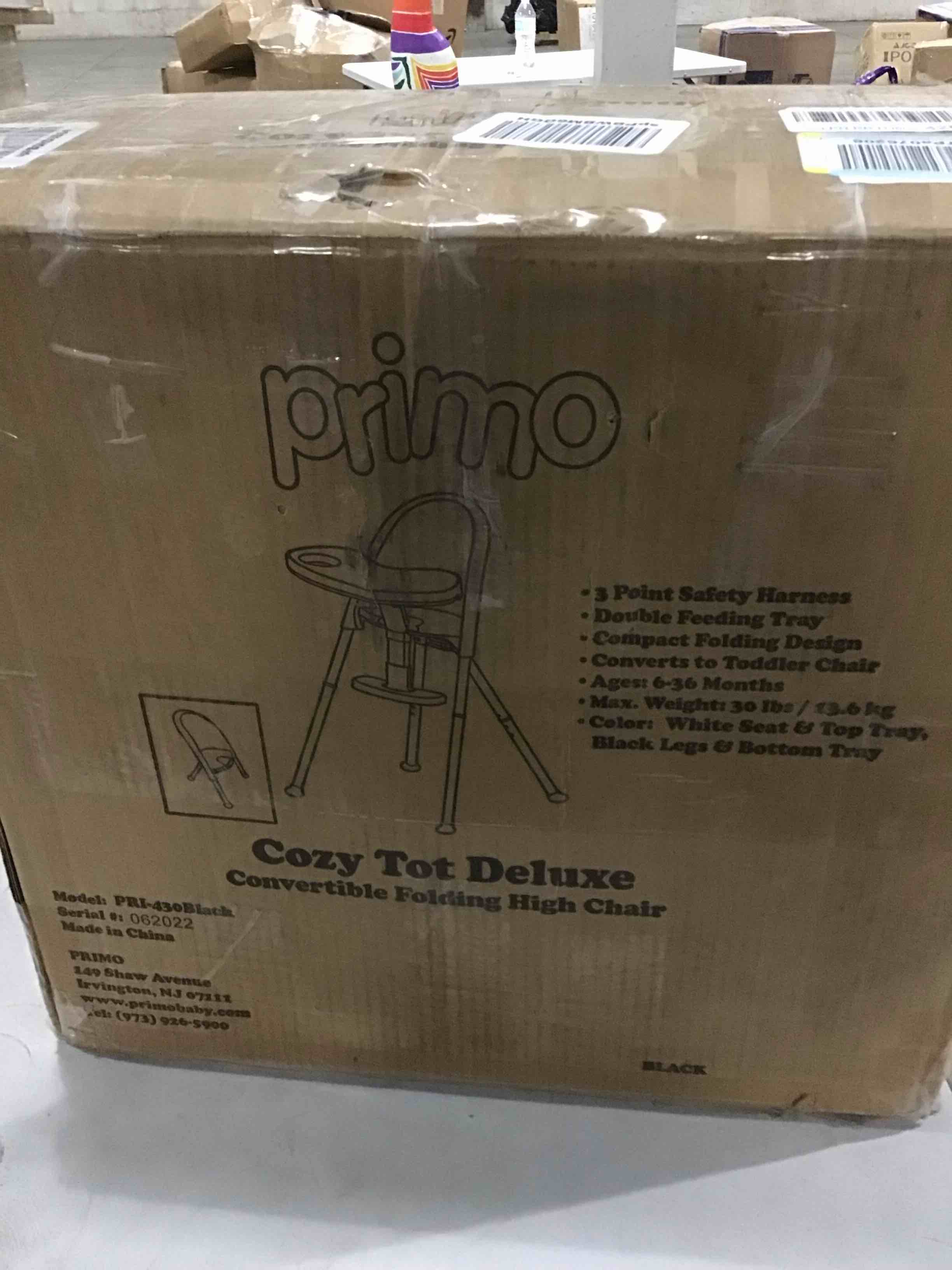 Primo Cozy Tot Deluxe Convertible Folding High Chair & Toddler Chair - Black, Black/White , 14x18x23.6 Inch (Pack of 1)