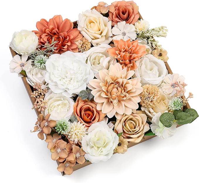 Sycaac Miscellaneous Artificial Flowers Combo Box Set Faux Flowers Bulk Flower Leaf with Stems Arrangements for DIY Wedding Bouquets Party Table Centerpieces Home Decorations Indoor Outdoor