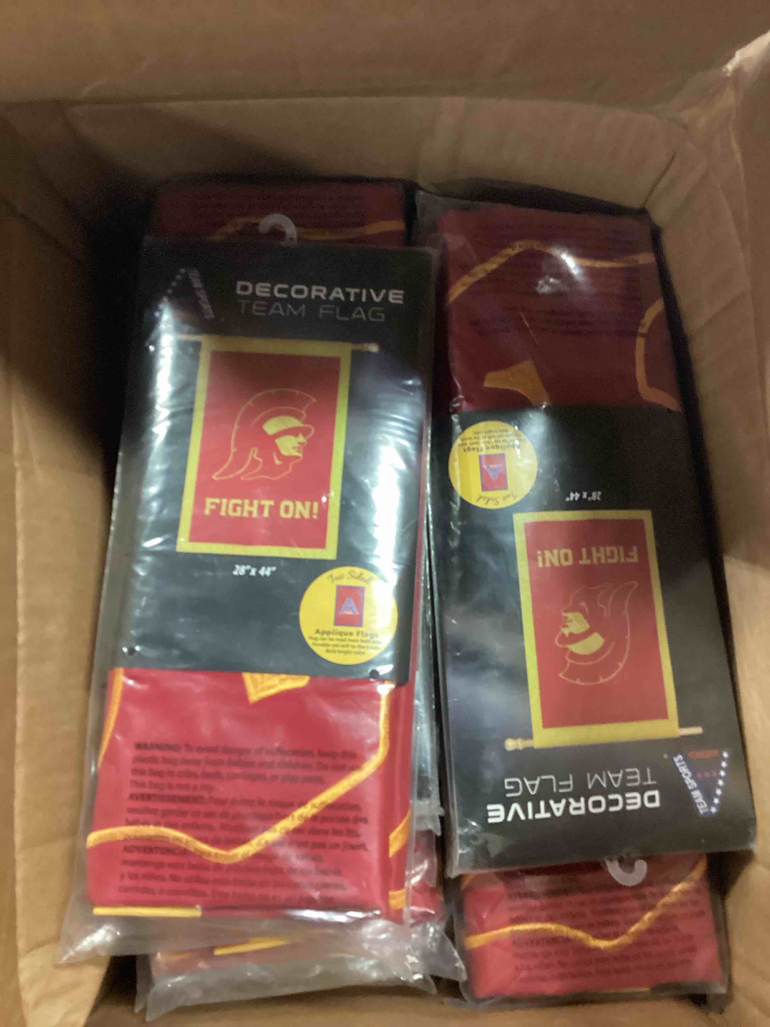 case of 50 USC Trojans 28 x 44 Cardinal Team Logo Applique Flag